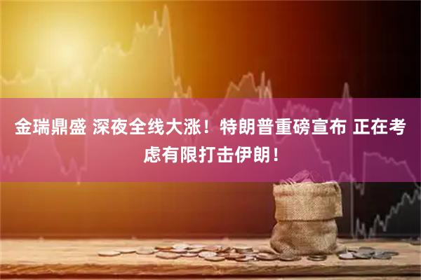 金瑞鼎盛 深夜全线大涨！特朗普重磅宣布 正在考虑有限打击伊朗！